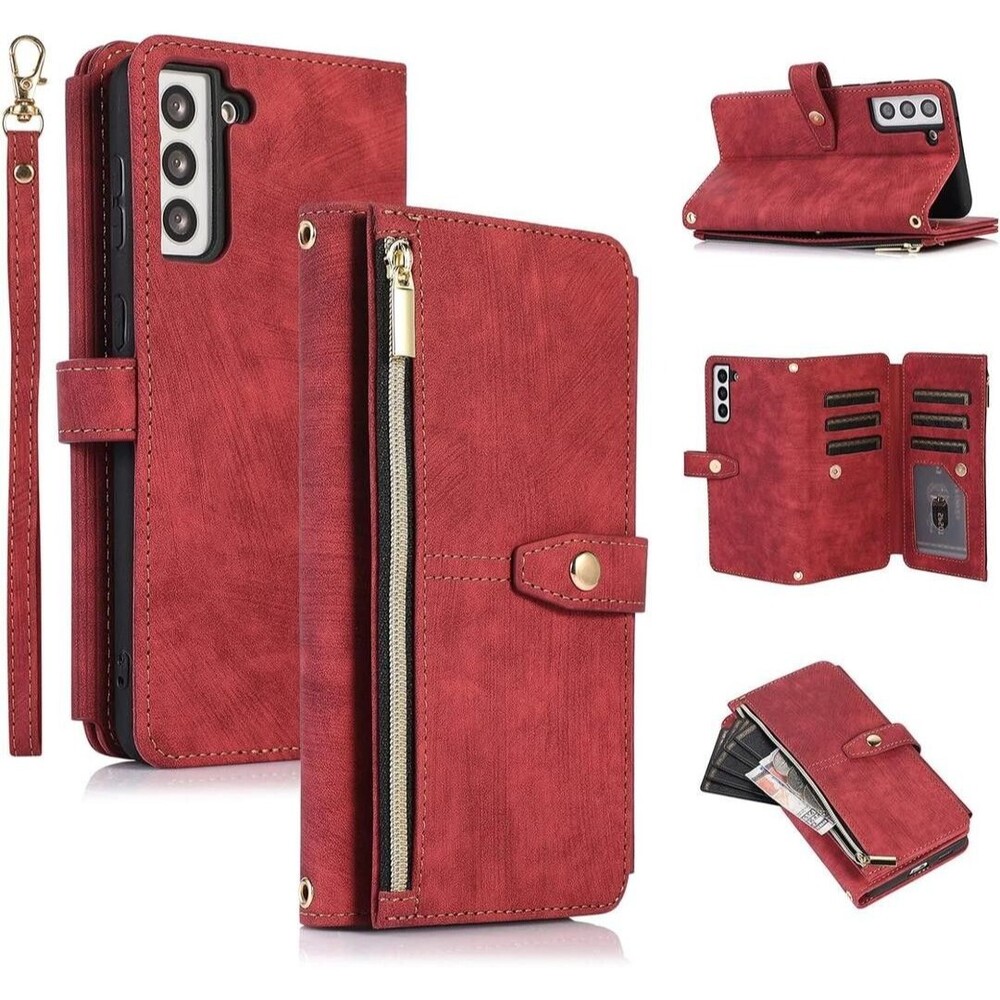 UEEBAI Wallet Case for Samsung Galaxy A15 4G/5G, 9 Card Slots Retro Leather Wall